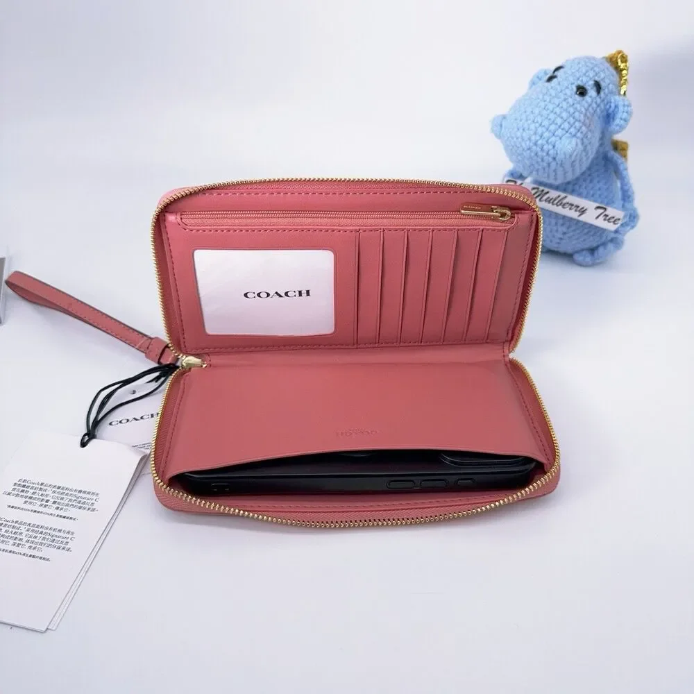 Coach C9073 Dempsey Large Phone Wallet Signature Jacquard Stripe And Patch Taffy - Picture 7 of 9